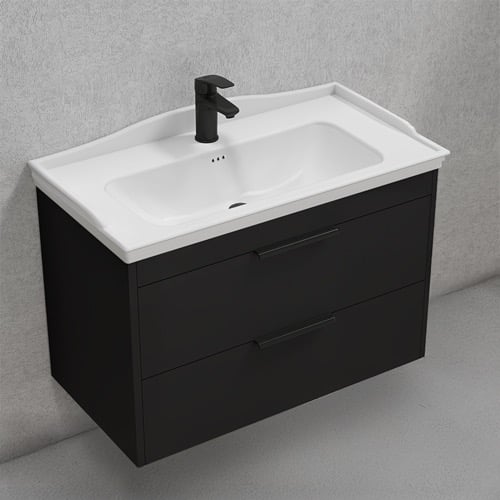 Black Bathroom Vanity, Floating, 32 Inch Nameeks MARBELLA7