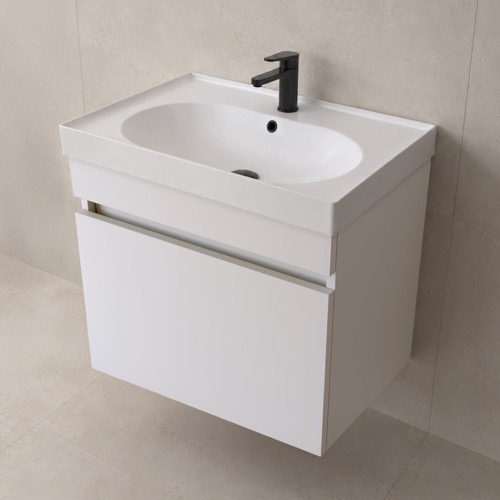 24 Inch Small Floating Bathroom Vanity With Sink, Modern, Glossy White Nameeks MINI40