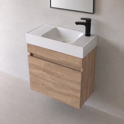 Small Floating Vanity, 24 Inch, Modern, Brown Oak Nameeks MINI42