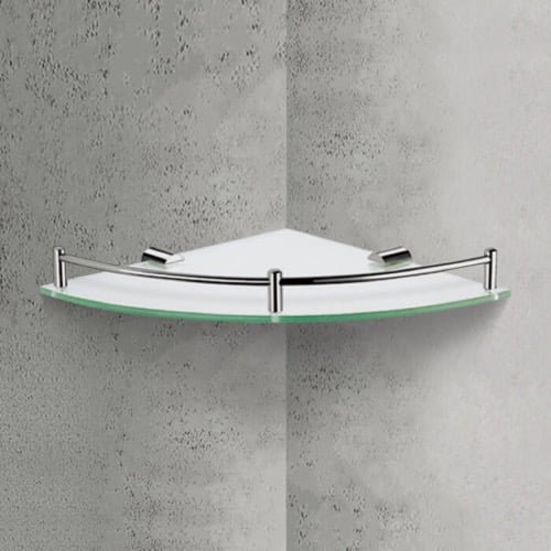 Corner Glass Shelf With Chrome Mounting Nameeks NFA012