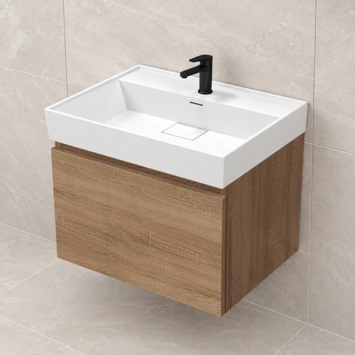 24 Inch Floating Bathroom Vanity With Sink - Modern, Weathered Light Oak Nameeks SHARP37