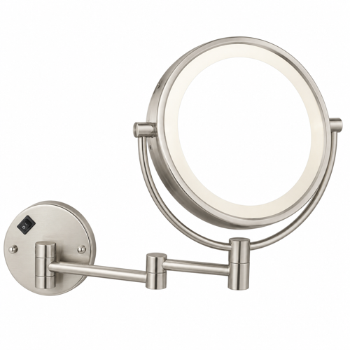 Wall Mounted Lighted 3x Makeup Mirror, Satin Nickel, Hardwired Nameeks AR7705-SNI-3x