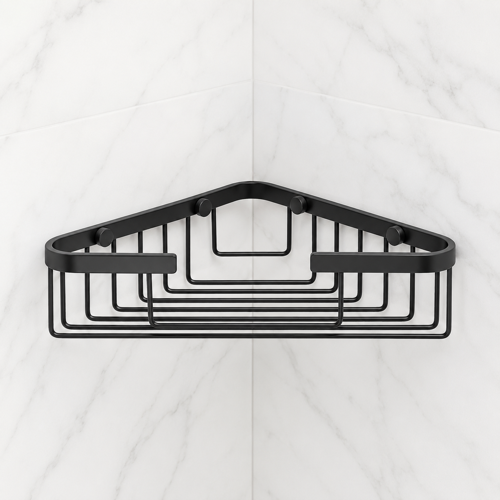 Matte Black Corner Shower Basket Nameeks NFA033