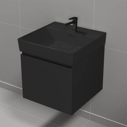 Small Black Floating Bathroom Vanity, Modern, 18 Inch Nameeks SHARP15