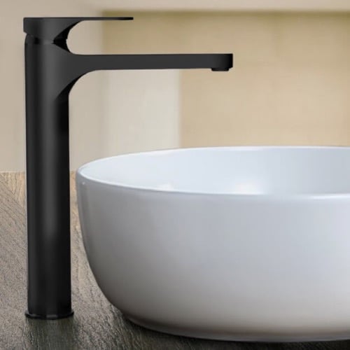 Matte Black Round Vessel Sink Faucet