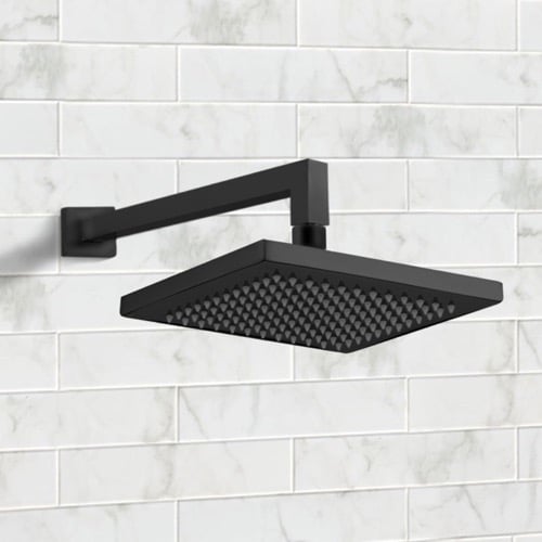 8 Inch Wall Mounted Rain Shower Head With Arm, Matte Black Remer 359SS-348S-30-NO