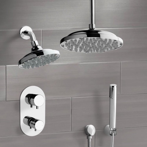 Thermostatic Dual Shower Head Shower System with Handheld Remer DCS02