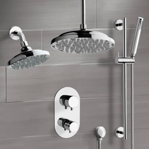 Thermostatic Dual Shower Head Shower System with Handheld Remer DCS04