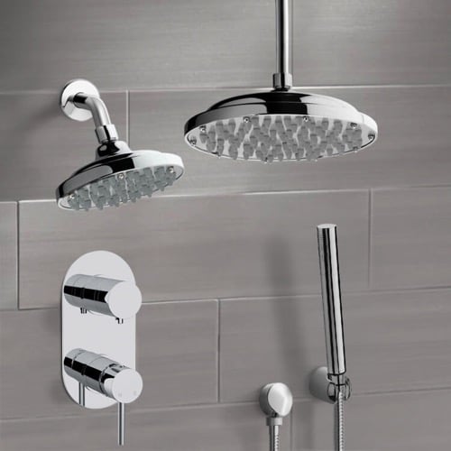 Dual Shower Head Shower System with Handheld Remer DCS05