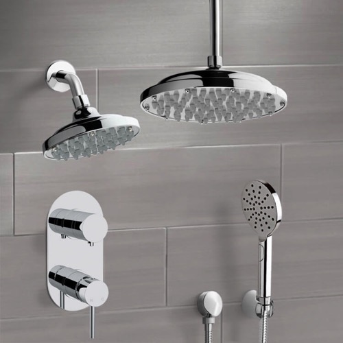 Dual Shower Head Shower System with Handheld Remer DCS06