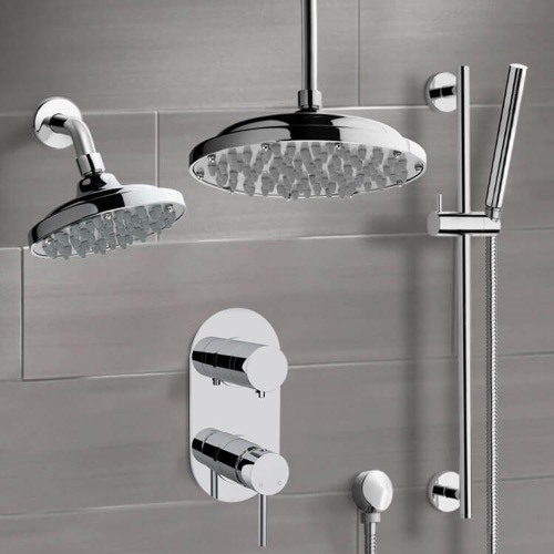 Dual Shower Head Shower System with Handheld Remer DCS07