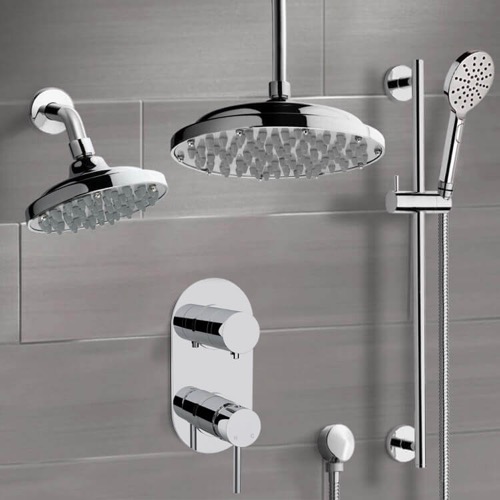Dual Shower Head Shower System with Handheld Remer DCS08