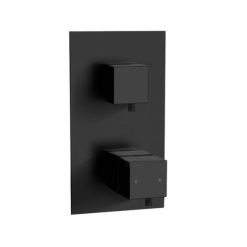 Matte Black Three Way Thermostatic Diverter on Single Flange, Rough-In Valve Included Remer QT93US-NO