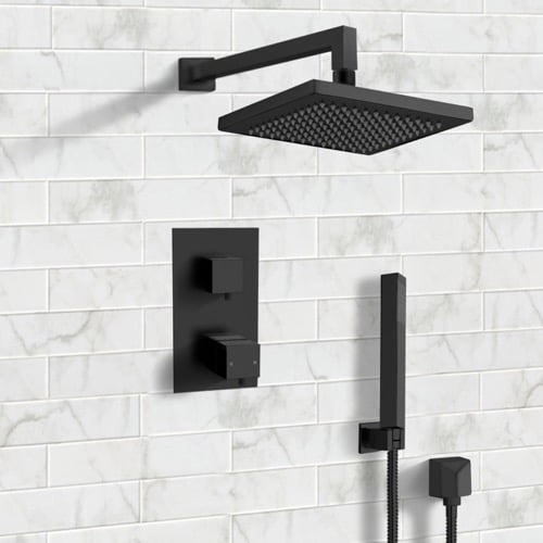 Matte Black Thermostatic Shower System with Handheld, Rain Shower Head, Shower Faucet Set Remer SFH33