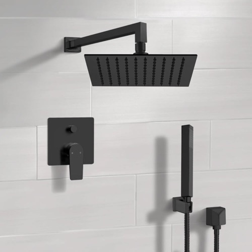 Matte Black Rain Shower System with Handheld, Rain Shower Head, Shower Faucet Set Remer SFH36