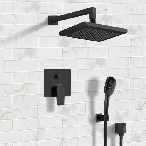 Matte Black Rain Shower System with Handheld, Rain Shower Head, Shower Faucet Set Remer SFH53