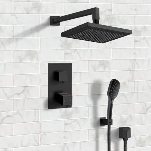 Matte Black Thermostatic Shower System with Handheld, Rain Shower Head, Shower Faucet Set Remer SFH54