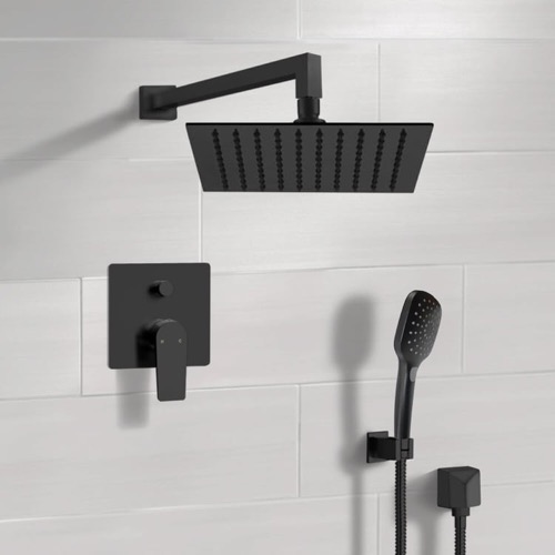 Matte Black Rain Shower System with Handheld, Rain Shower Head, Shower Faucet Set Remer SFH55