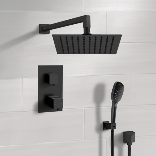 Matte Black Thermostatic Shower System with Handheld, Rain Shower Head, Shower Faucet Set Remer SFH56