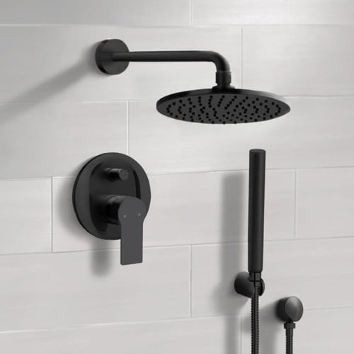 Matte Black Rain Shower System with Handheld, Rain Shower Head, Shower Faucet Set Remer SFH72