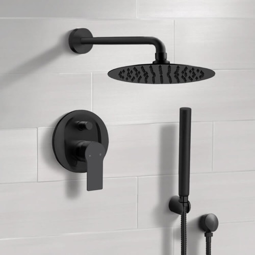 Matte Black Rain Shower System with Handheld, Rain Shower Head, Shower Faucet Set Remer SFH73