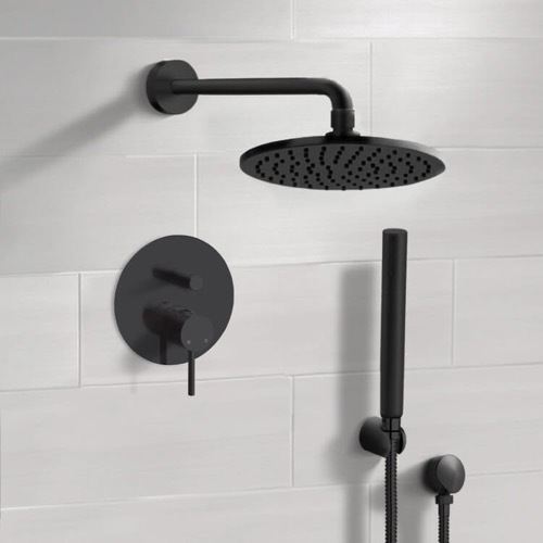 Matte Black Rain Shower System with Handheld, Rain Shower Head, Shower Faucet Set Remer SFH74