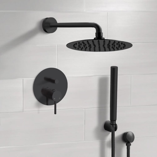 Matte Black Rain Shower System with Handheld, Rain Shower Head, Shower Faucet Set Remer SFH75