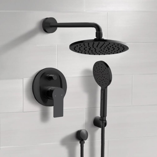 Matte Black Rain Shower System with Handheld, Rain Shower Head, Shower Faucet Set Remer SFH80