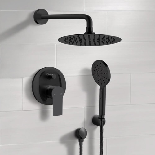 Matte Black Rain Shower System with Handheld, Rain Shower Head, Shower Faucet Set Remer SFH81