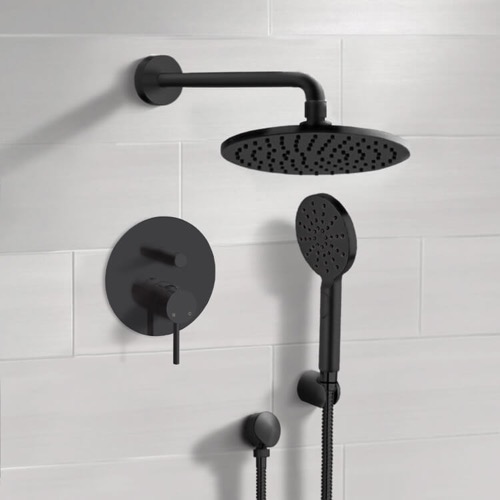 Matte Black Rain Shower System with Handheld, Rain Shower Head, Shower Faucet Set Remer SFH82