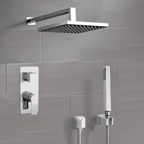 Rain Shower System with Handheld, Square Rain Shower Head, Shower Faucet Set Remer SFH88