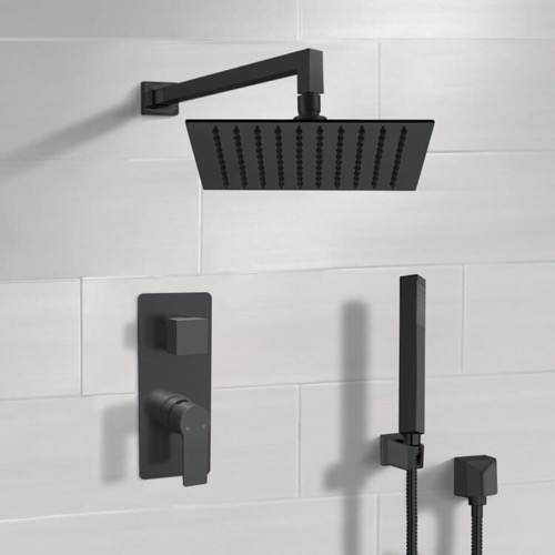 Matte Black Rain Shower System with Handheld, Rain Shower Head, Shower Faucet Set Remer SFH90