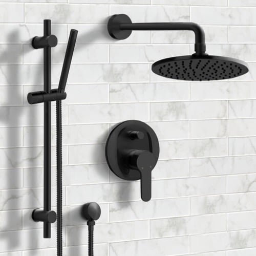 Matte Black Rain Shower System with Handheld, Rain Shower Head, Shower Faucet Set Remer SFR40