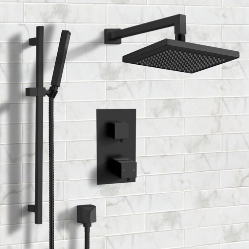 Matte Black Thermostatic Shower System with Handheld, Rain Shower Head, Shower Faucet Set Remer SFR43