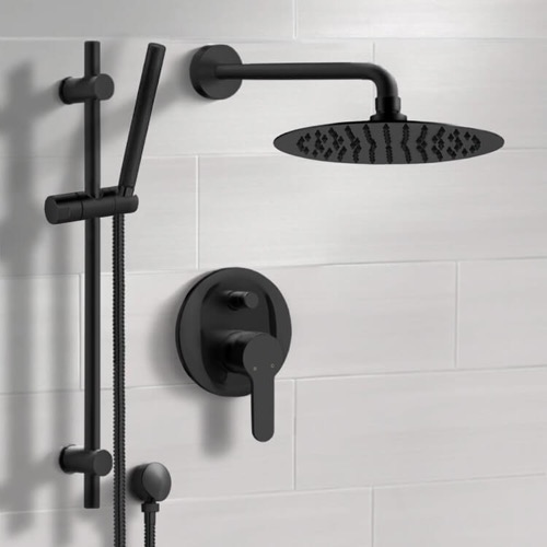Matte Black Rain Shower System with Handheld, Rain Shower Head, Shower Faucet Set Remer SFR44