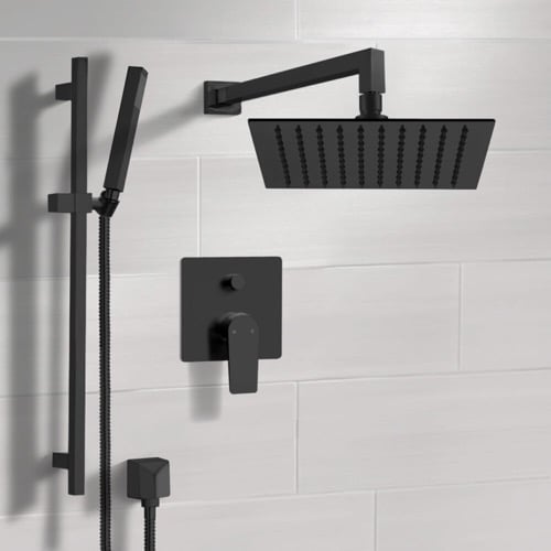 Matte Black Rain Shower System with Handheld, Rain Shower Head, Shower Faucet Set Remer SFR46