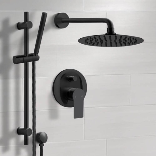 Matte Black Rain Shower System with Handheld, Rain Shower Head, Shower Faucet Set Remer SFR83