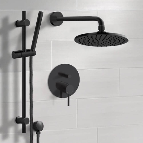 Matte Black Rain Shower System with Handheld, Rain Shower Head, Shower Faucet Set Remer SFR84