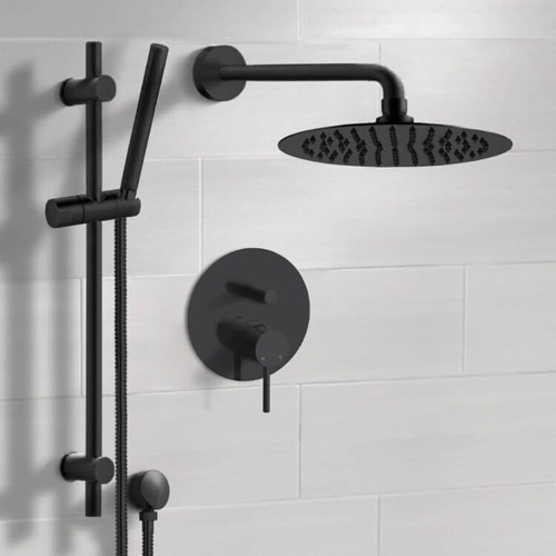 Matte Black Rain Shower System with Handheld, Rain Shower Head, Shower Faucet Set Remer SFR85