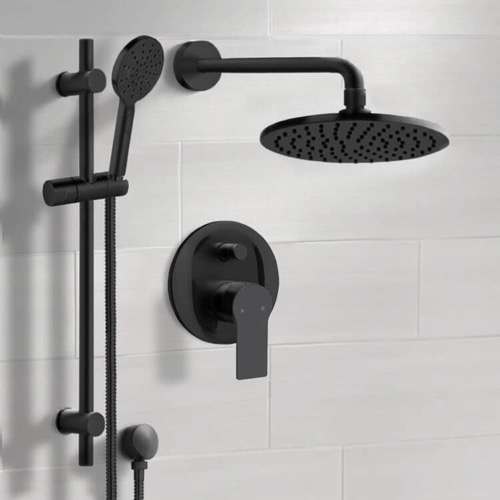 Matte Black Rain Shower System with Handheld, Rain Shower Head, Shower Faucet Set Remer SFR90