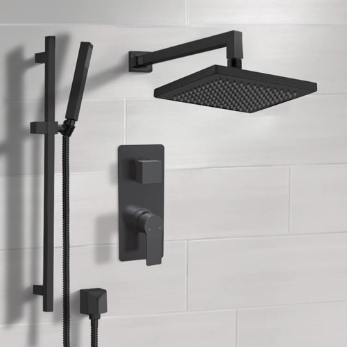 Matte Black Rain Shower System with Handheld, Rain Shower Head, Shower Faucet Set Remer SFR99
