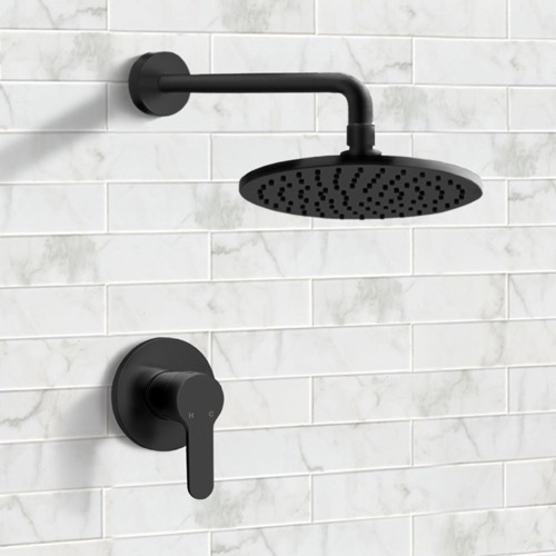 Matte Black Rain Shower Faucet Set, Rain Shower Head, Shower Faucet Remer SS40