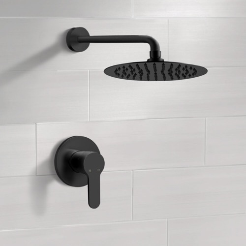 Matte Black Rain Shower Faucet Set, Rain Shower Head, Shower Faucet Remer SS42