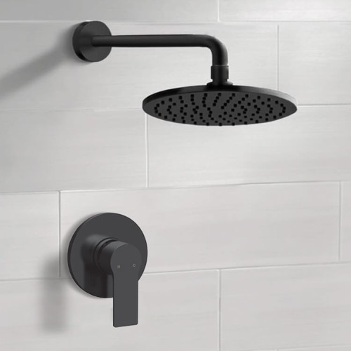 Matte Black Rain Shower Faucet Set, Rain Shower Head, Shower Faucet Remer SS54