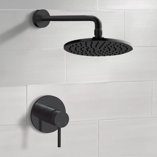Matte Black Rain Shower Faucet Set, Rain Shower Head, Shower Faucet Remer SS56