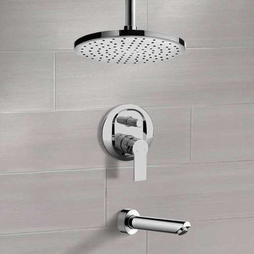 Tub and Shower Faucet Set with Ceiling Rain Shower Head Remer TSF54