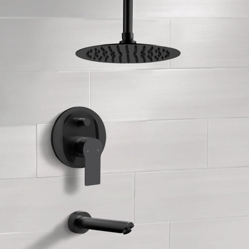 Matte Black Ceiling Tub and Shower Faucet Set Remer TSF63