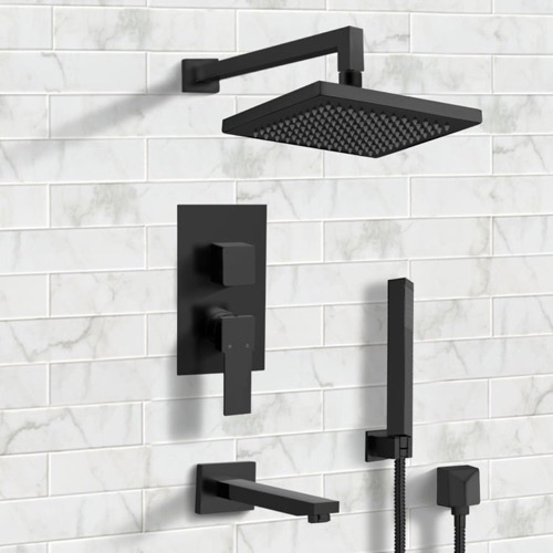 Matte Black Tub and Shower Faucet Set with Handheld, Rain Shower Head Remer TSH33