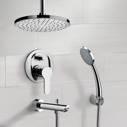 Tub and Shower Faucet Set with Handheld and Ceiling Rain Shower Head Remer TSH36