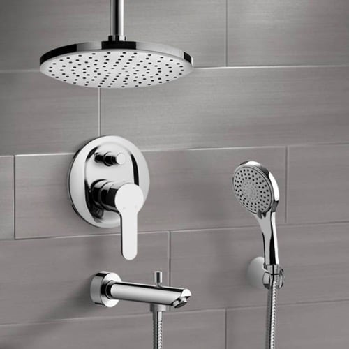 Tub and Shower Faucet Set with Handheld and Ceiling Rain Shower Head Remer TSH37